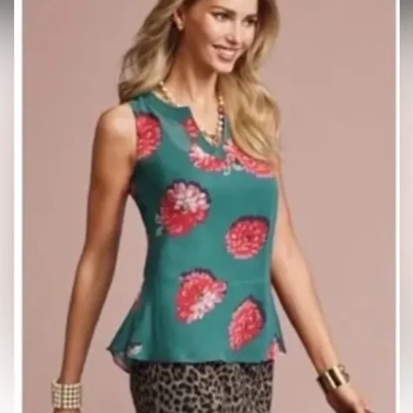 Cabi Style 3445 Blushing Floral Blouse Teal Sz M Peplum Lined
Tank Shirt Top - Picture 4 of 16